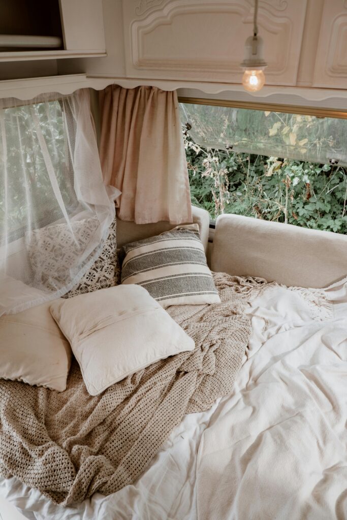 organic beige and white bedding