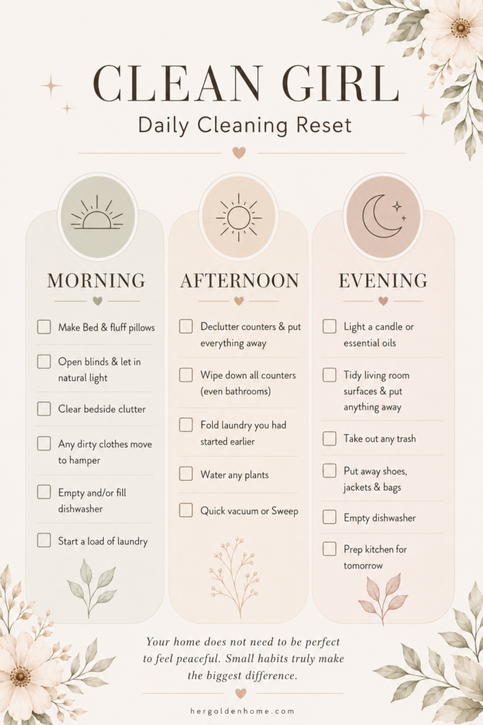 clean girl daily routine checklist