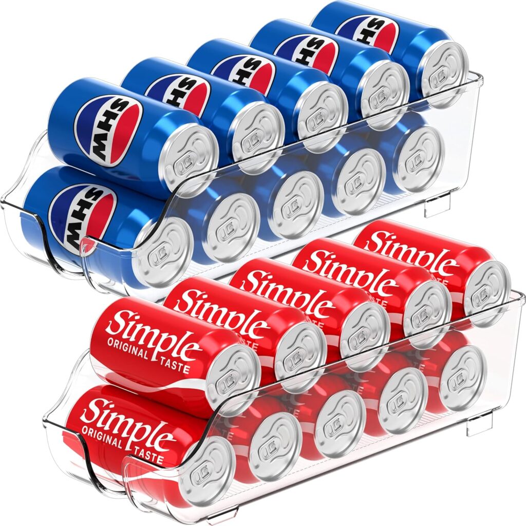 clear bins holding soda for the fridge