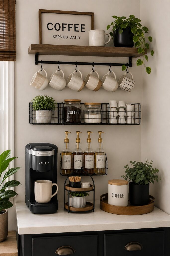 vertical storage for coffee bar station