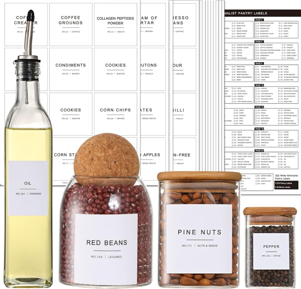 kitchen labels for spice jars and oils