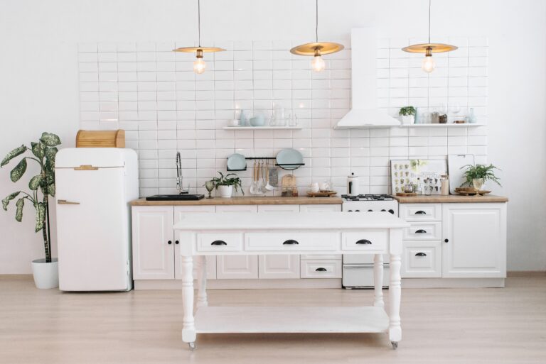 modern vintage white kitchen