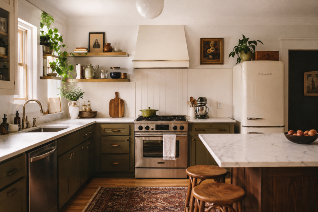 modern vintage kitchen decor and appliances