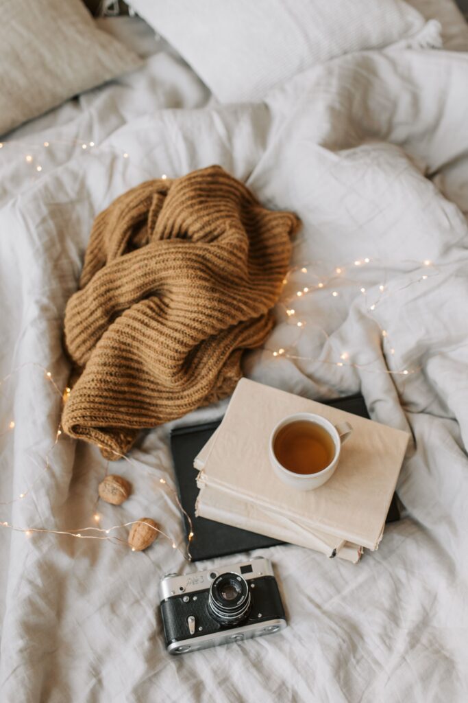 cozy layered bedding with different textured blankets