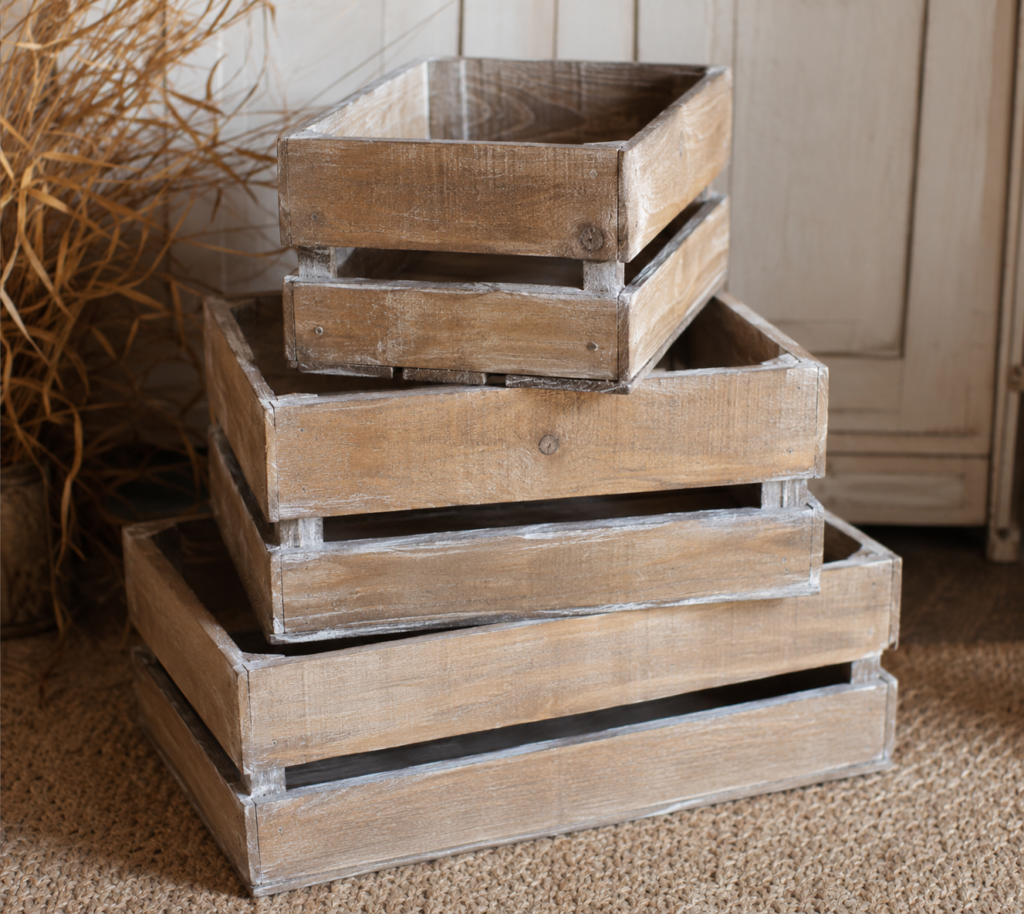 3 Wooden Crates stacked on each other
