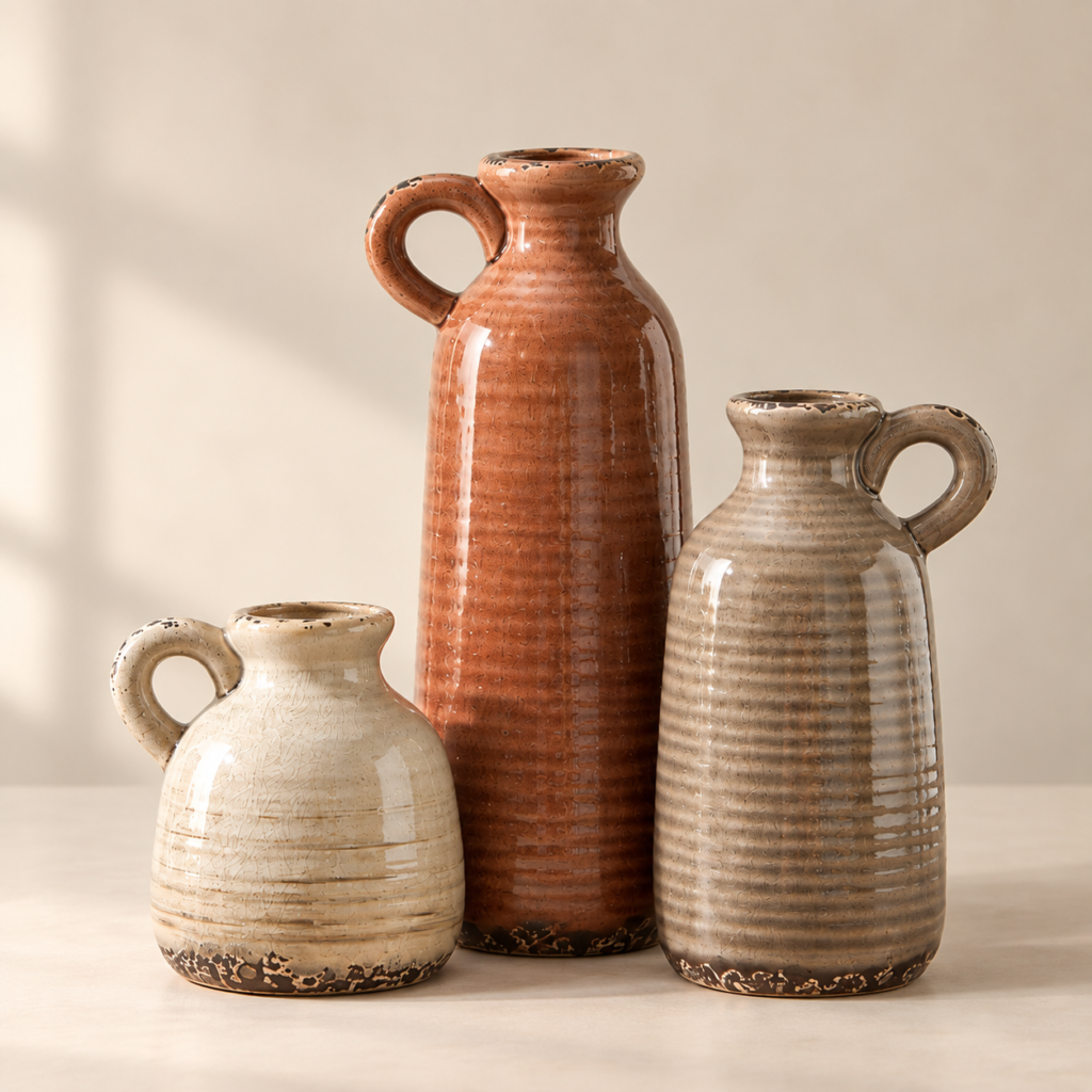 3 sizes of ceramic vases
