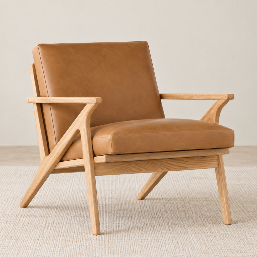 leather chair with tan arm rests