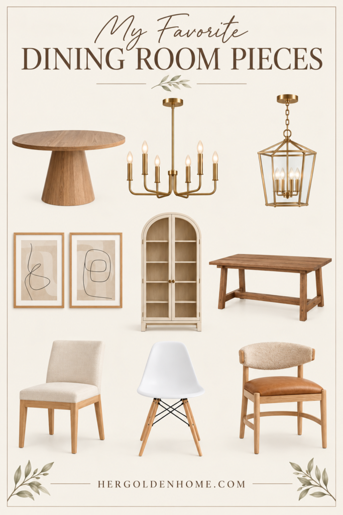 collage of dining room furniture pieces