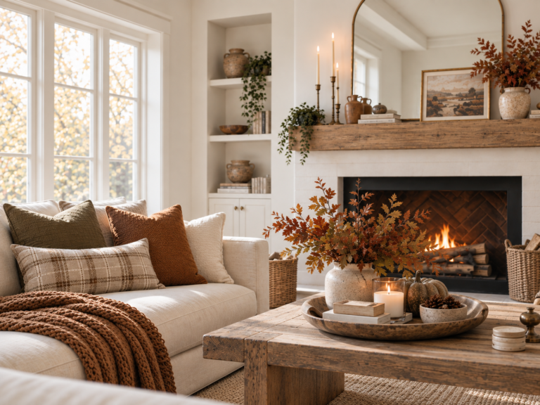 fall decorations for the home that are in the living room
