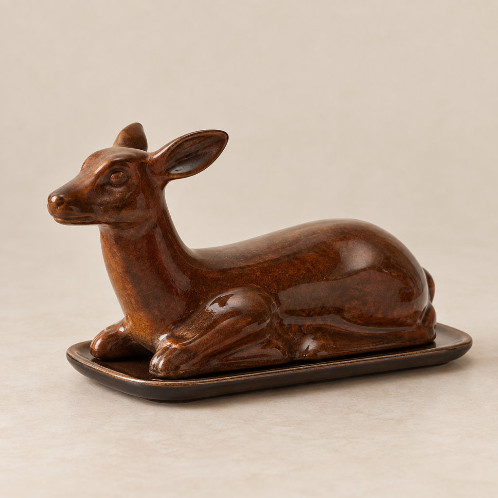 brown deer butter holder for table