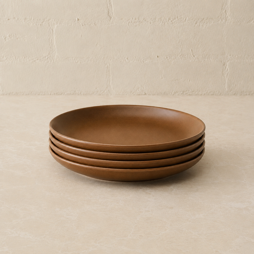 brown stoneware plates