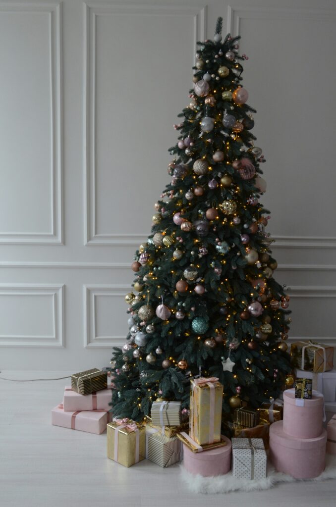 pink and champagne Christmas tree